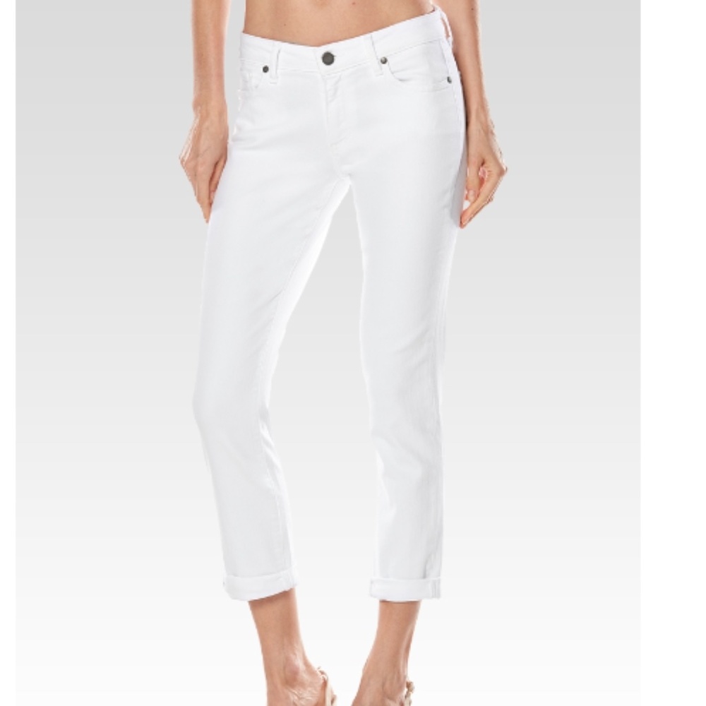 PAIGE Jeans Brigitte Boyfriend Cropped Skinny Jeans‎ White